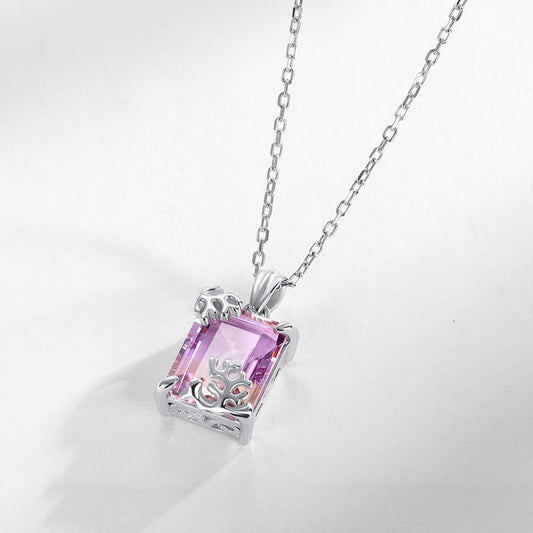 S925 Sterling Silver Jewelry Pendants Natural Ametrine Gemstone Luxury Necklace Charms