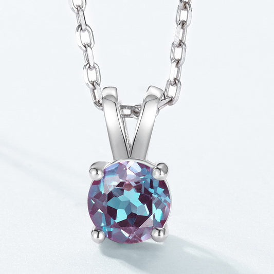 S925 Sterling Silver Jewelry Necklace Pendant Alexandrite Gemstone Cute Rabbit Pendant