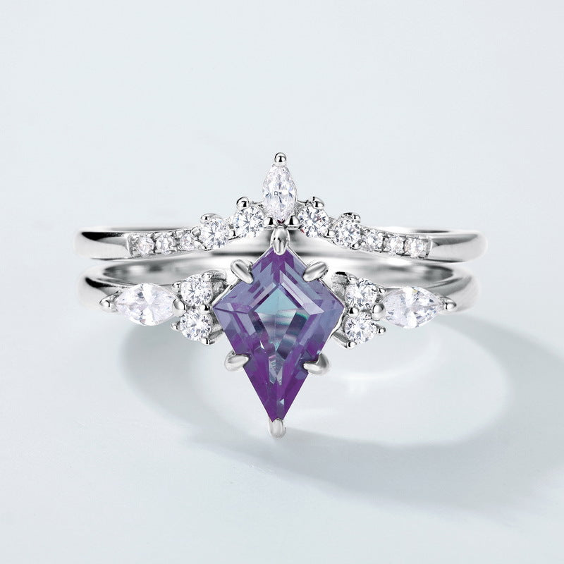 S925 Sterling Silver Jewelry Ring Alexandrite Gemstone Fashion Style Stacking Rings