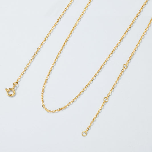 S925 Sterling Silver Jewelry Chain Gold Plating Length Adjustable 1.5mm Necklace Chains