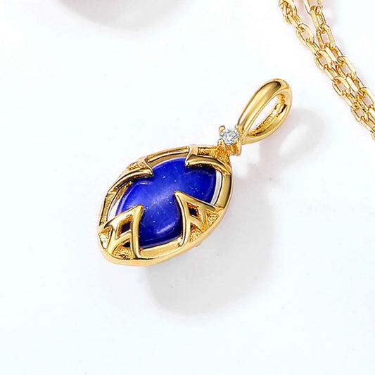 S925 Sterling Silver Jewelry Pendants Natural Lapis Lazuli Gemstone Necklace Charms