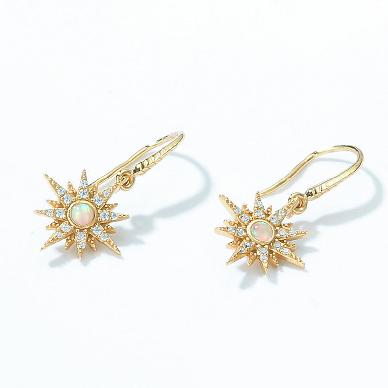 S925 Sterling Silver Jewelry Earrings Opal Gemstone Starlight Style Luxury Earrings