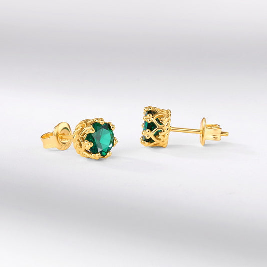 S925 Sterling Silver Jewelry Earrings Lab Grown Emerald Gemstone Simple Luxury Stud Earrings
