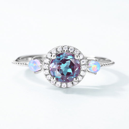 S925 Sterling Silver Jewelry Ring Alexandrite Gemstone Luxury Fine Jewelry Rings
