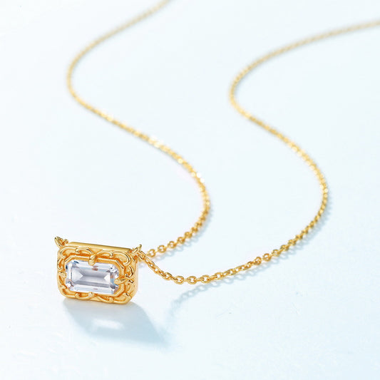 S925 Sterling Silver Jewelry Necklace Natural Clear Quartz Gemstone Choker Necklace