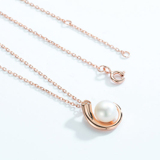 S925 Sterling Silver Jewelry Pendants Natural Freshwater Pearl Gemstone Rose Gold Necklace Charms