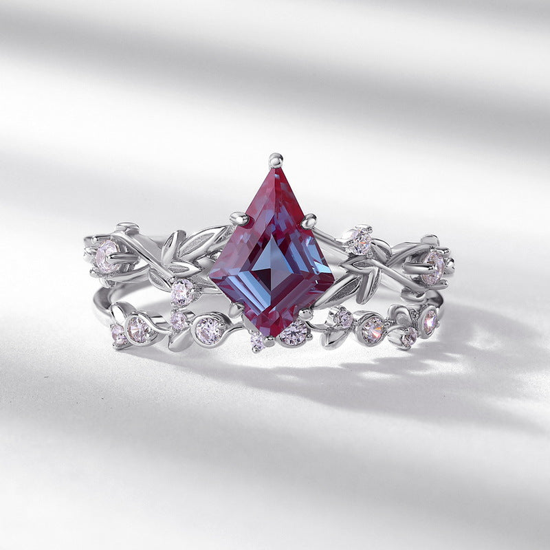 S925 Sterling Silver Jewelry Ring Alexandrite Gemstone Luxury Stacking Rings