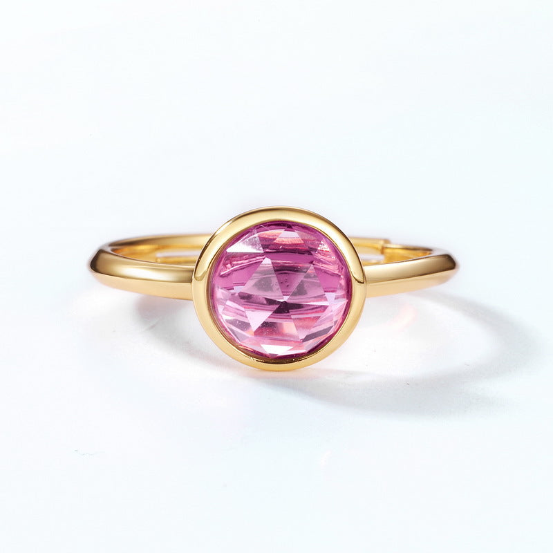 S925 Sterling Silver Jewelry Ring Natural Amethyst Gemstone Gold Plating Elegant Rings