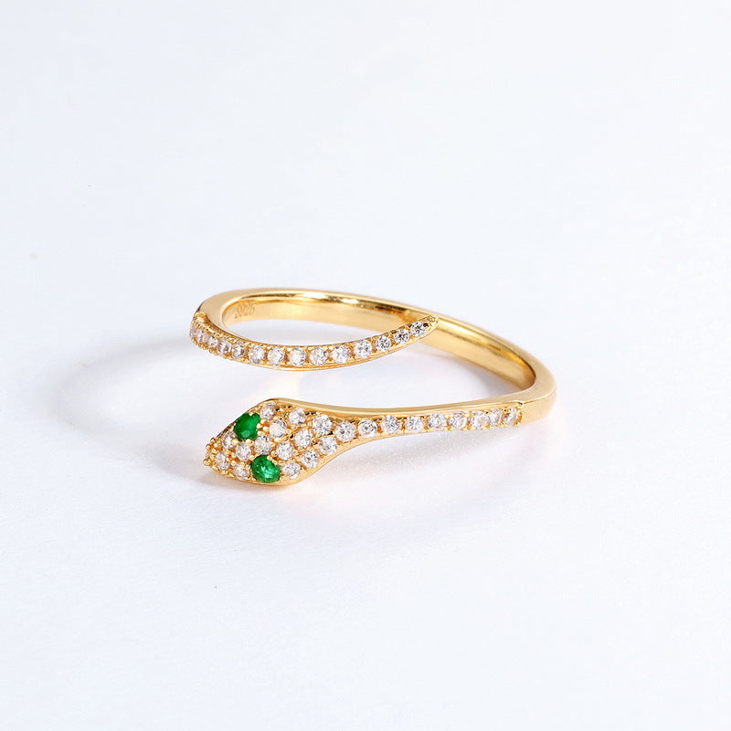 S925 Sterling Silver Jewelry Ring Zircon Gemstone Simple Luxury Fashion Snake Style Rings