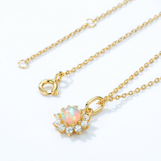 S925 Sterling Silver Jewelry Charms Magical Color Opal Gemstone Star Style Necklace Pendant