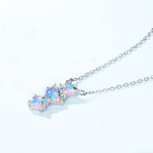 S925 Sterling Silver Jewelry Necklace Magical Color Opal Gemstone Irregular Style Necklaces