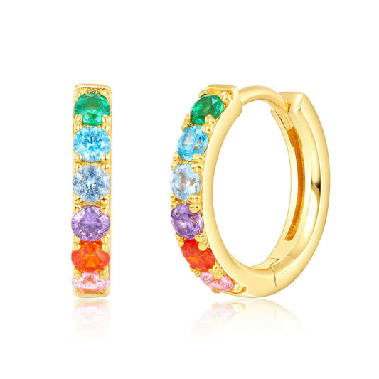 S925 Sterling Silver Jewelry Earrings Color Zircon Gemstone Rainbow Fashion Luxury Earrings