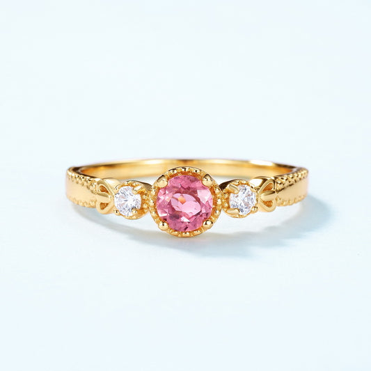 S925 Sterling Silver Jewelry Ring Natural Tourmaline Gemstone Gold Plating Rings