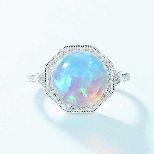 S925 Sterling Silver Jewelry Ring Magical Color Opal Gemstone Opening Adjustable Luxury Rings