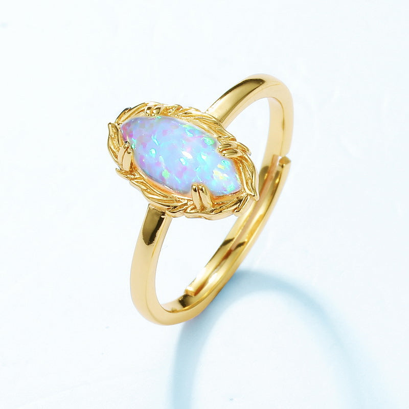 S925 Sterling Silver Jewelry Ring Opal Gemstone Mariquesa Style Charming Rings