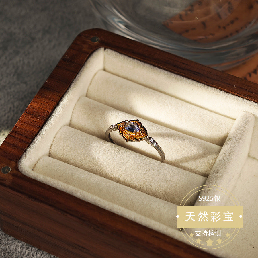 Natural Tanzanite Gemstone Fine Jewelry 925 Sterling Silver Vintage Style Jewelry Rings
