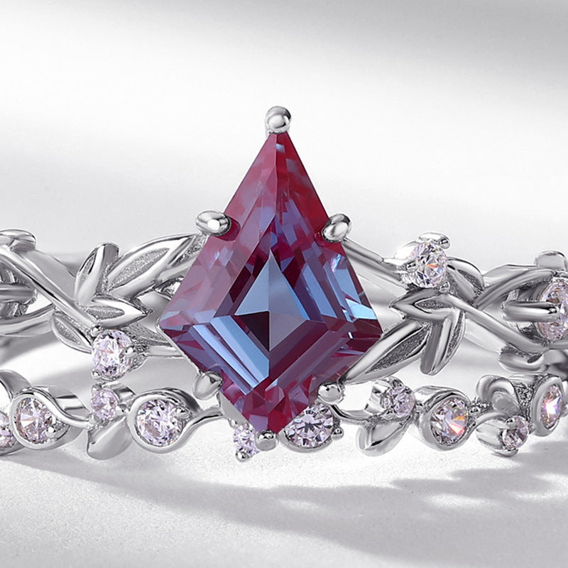 S925 Sterling Silver Jewelry Ring Alexandrite Gemstone Luxury Stacking Rings