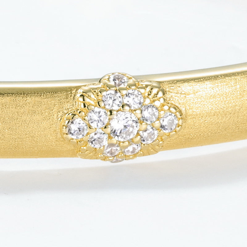 S925 Sterling Silver Jewelry Bangle Hand Made Wire Drawing Craft Silky Surface Texture Palace Style Bangles