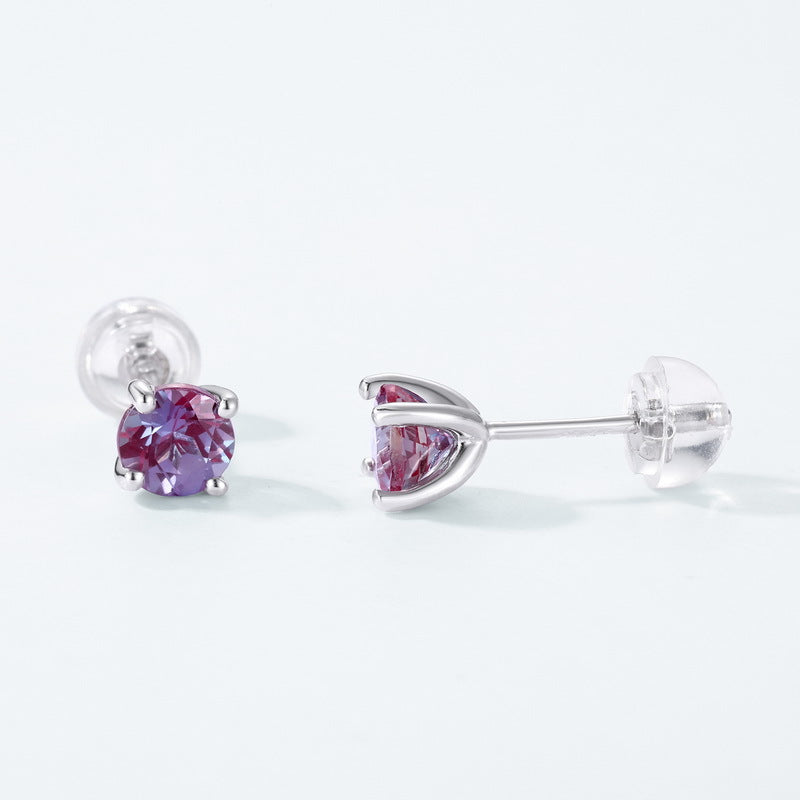 S925 Sterling Silver Jewelry Earrings Alexandrite Gemstone Simple Luxury Earrings