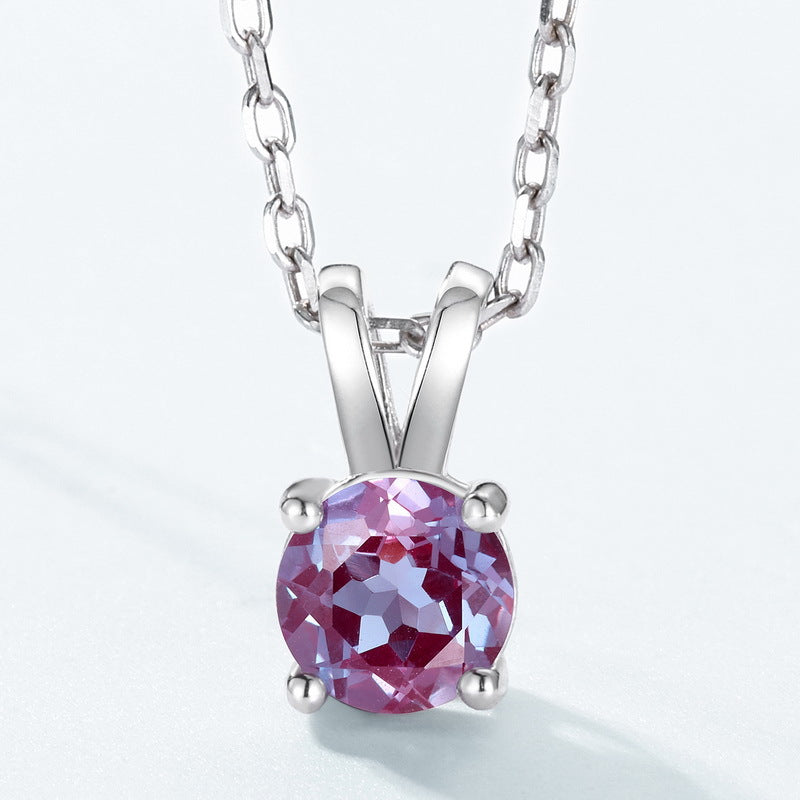 S925 Sterling Silver Jewelry Necklace Pendant Alexandrite Gemstone Cute Rabbit Pendant
