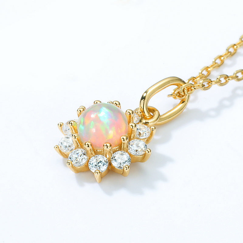 S925 Sterling Silver Jewelry Charms Magical Color Opal Gemstone Star Style Necklace Pendant