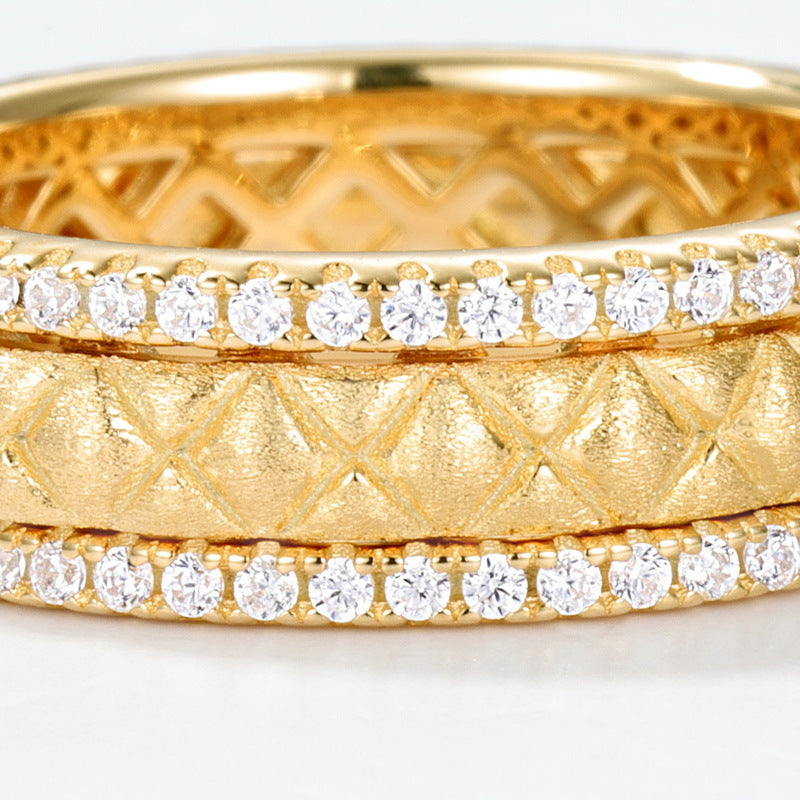 S925 Sterling Silver Jewelry Ring Hand Made Wire Drawing Craft Silky Surface Rotable Style Band Rings