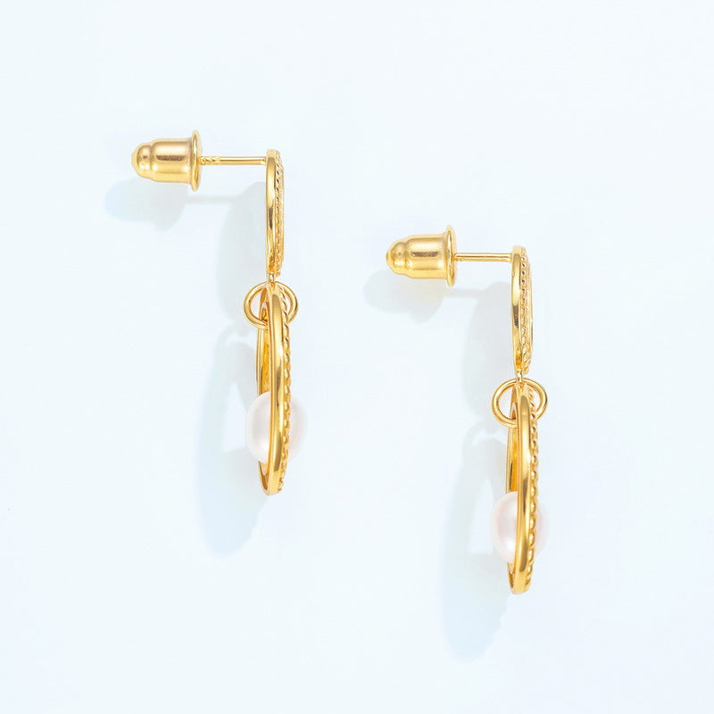 S925 Sterling Silver Jewelry Earrings Natural Freshwater Pearl and White Shell Earrings