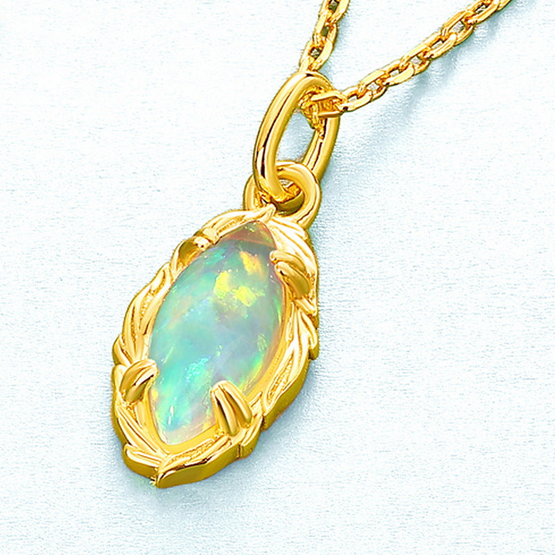 S925 Sterling Silver Jewelry Pendants Opal Gemstone Mariquesa Style Necklace Charms