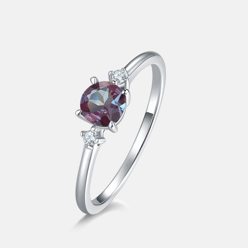 S925 Sterling Silver Jewelry Ring Alexandrite Chameleon Gemstone Simple Luxury Rings
