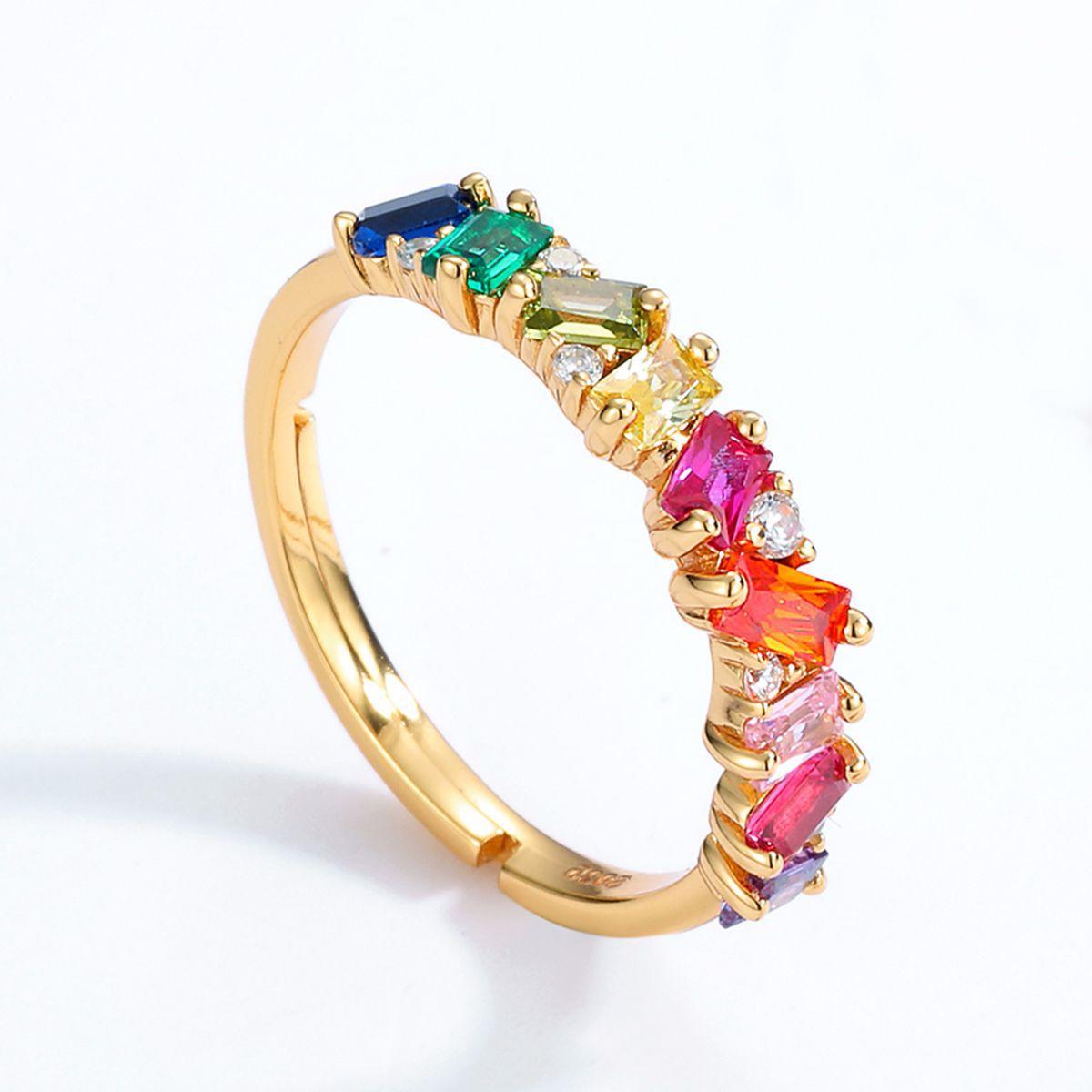 S925 Sterling Silver Jewelry Ring Rainbow Color Zircon Gemstone Fashion Rings