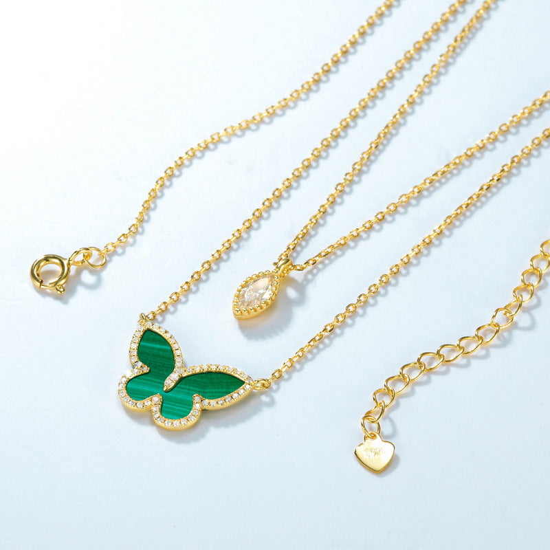 S925 Sterling Silver Jewelry Necklace Natural Malachite Gemstone Charms Necklaces Bracelets