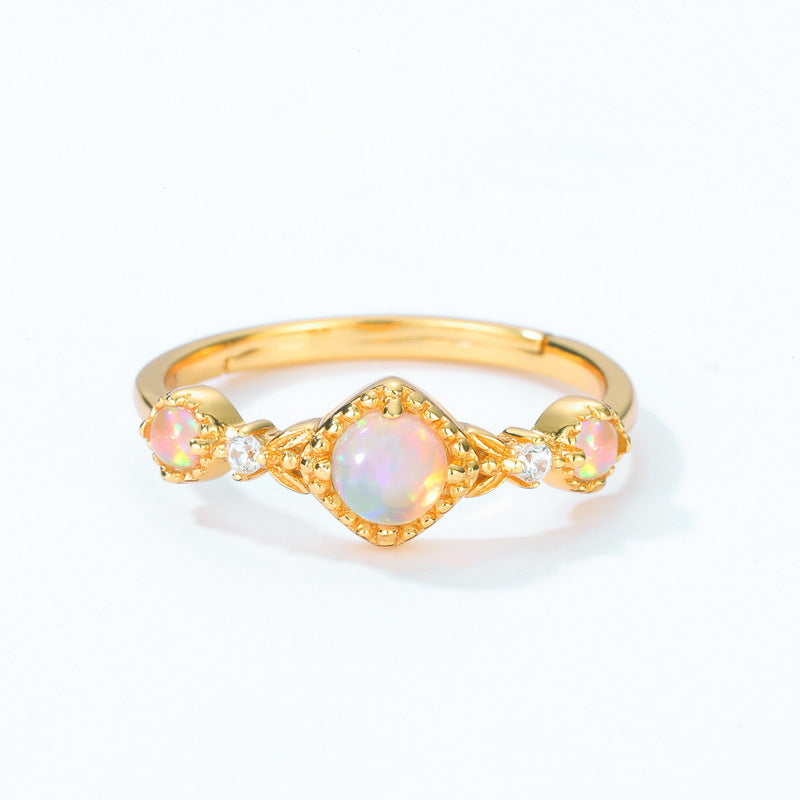 S925 Sterling Silver Jewelry Ring Magical Color Opal Gemstone Elegant Luxury Rings
