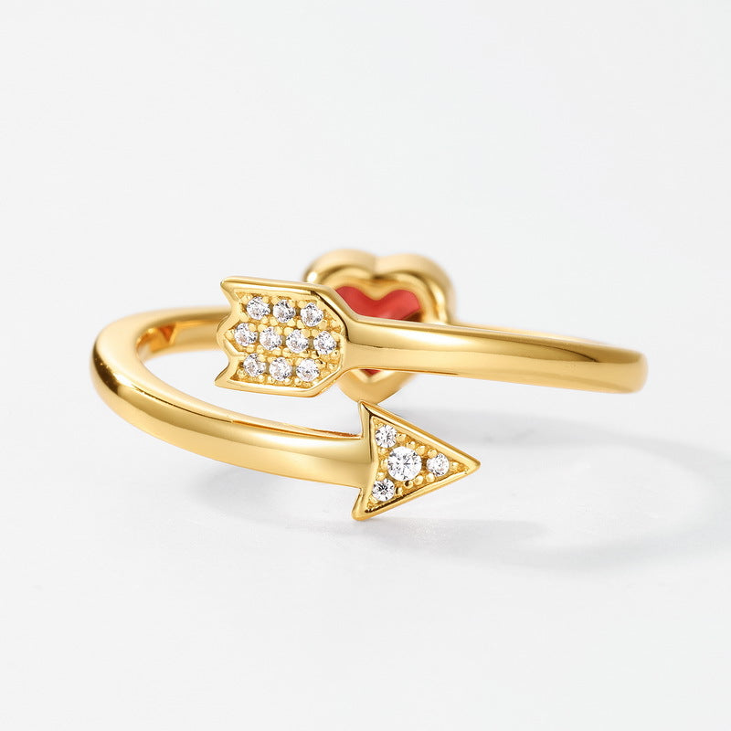 S925 Sterling Silver Jewelry Ring Natural Garnet Gemstone Love Arrow Style Fashion Rings