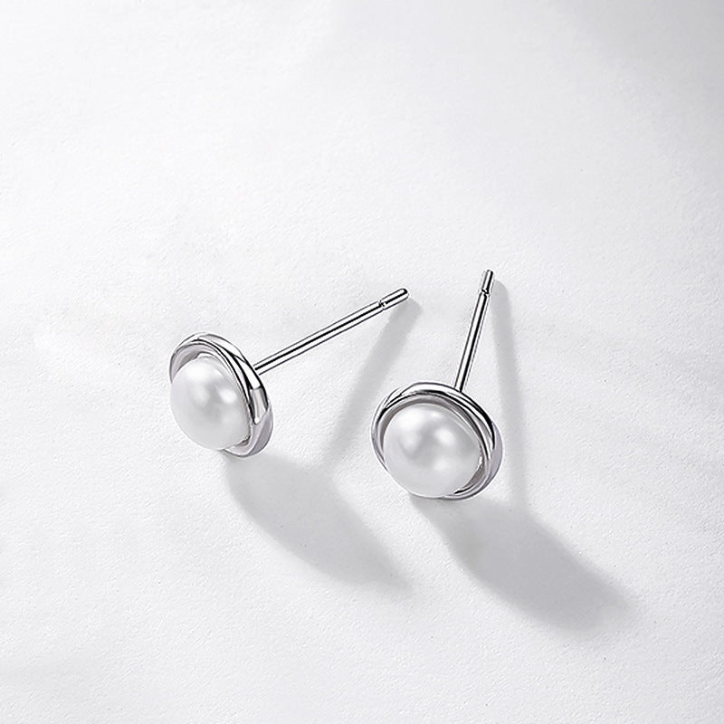 S925 Sterling Silver Jewelry Earrings Natural Freshwater Pearl Gemstone Simple Luxury Earrings