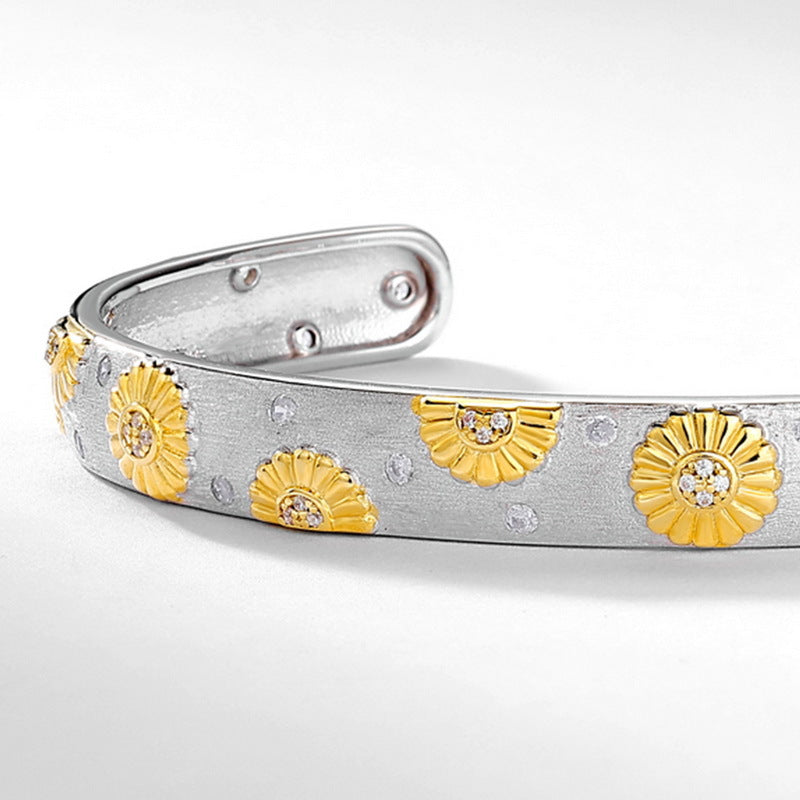 S925 Sterling Silver Jewelry Bangle Hand Made Wire Drawing Craft Silky Surface Texture Bangles