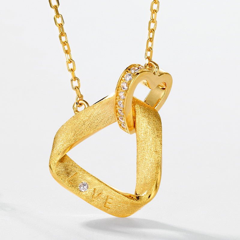 S925 Sterling Silver Jewelry Necklace White Zircon Gemstone Brushed Finish Charms Necklaces