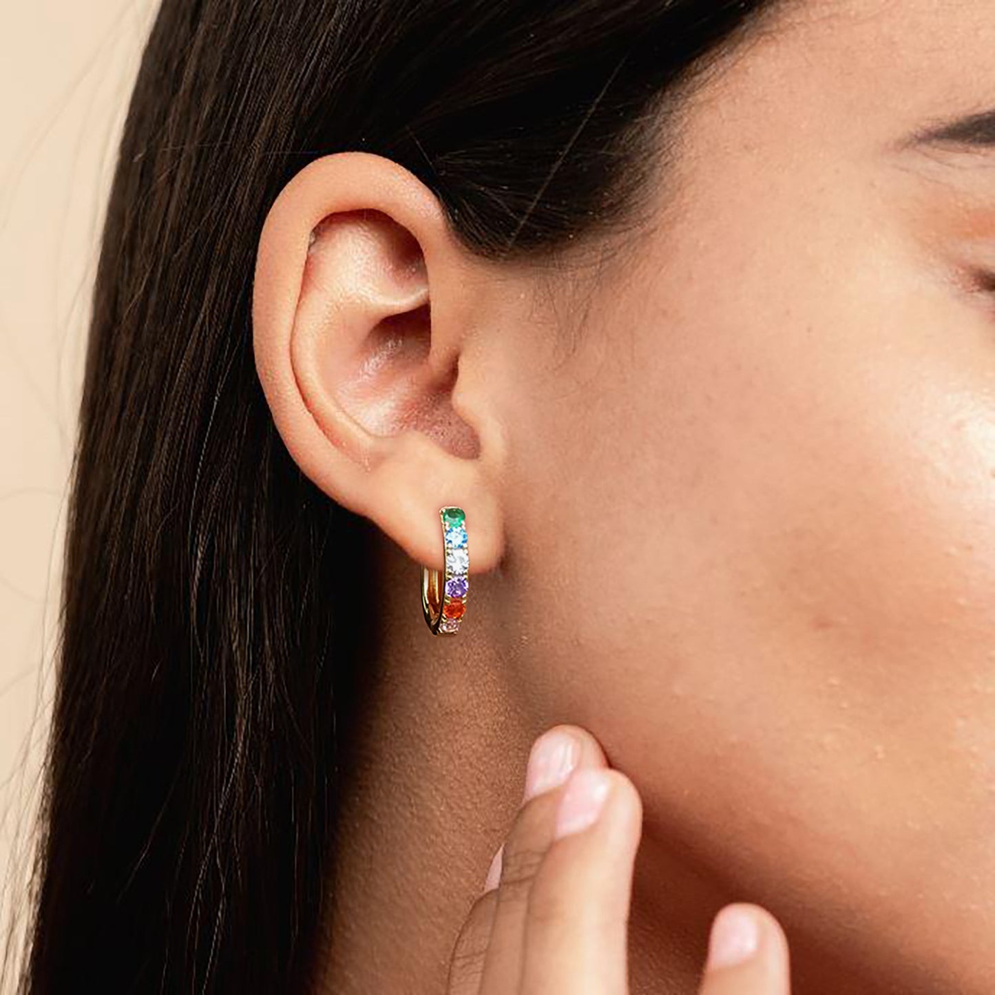 S925 Sterling Silver Jewelry Earrings Color Zircon Gemstone Rainbow Fashion Luxury Earrings