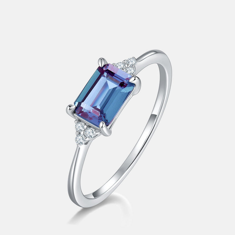 S925 Sterling Silver Jewelry Ring Alexandrite Gemstone Ins Style Fine Jewelry Rings
