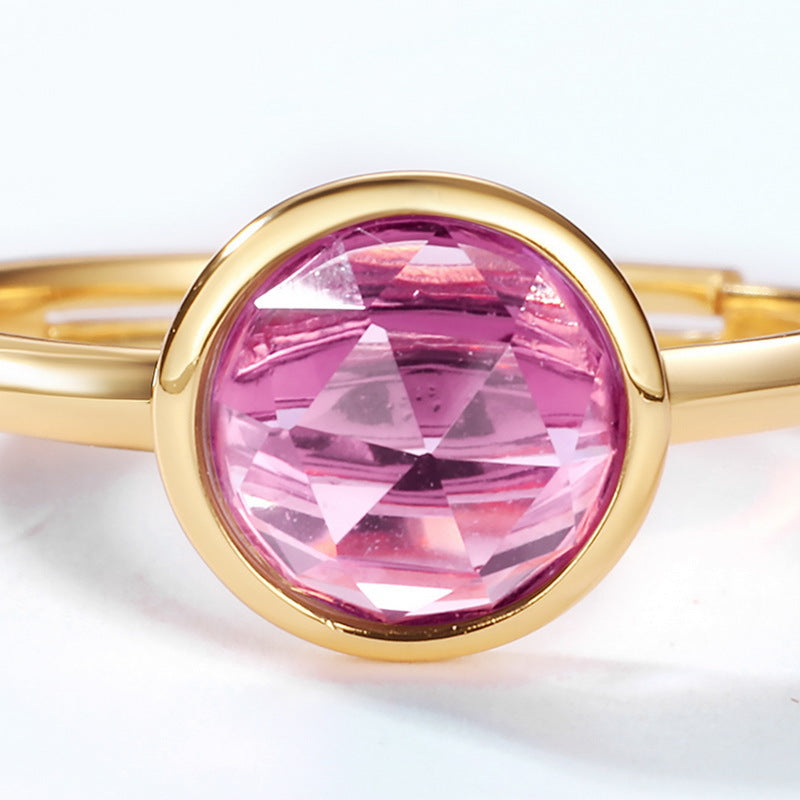 S925 Sterling Silver Jewelry Ring Natural Amethyst Gemstone Gold Plating Elegant Rings