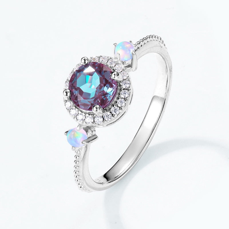 S925 Sterling Silver Jewelry Ring Alexandrite Gemstone Luxury Fine Jewelry Rings
