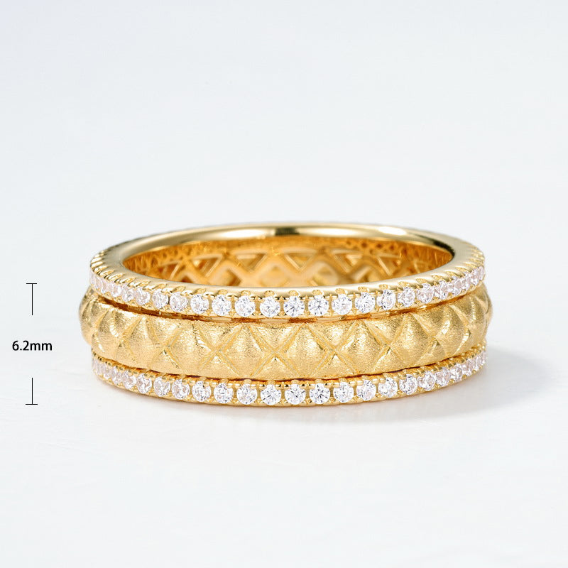 S925 Sterling Silver Jewelry Ring Hand Made Wire Drawing Craft Silky Surface Rotable Style Band Rings