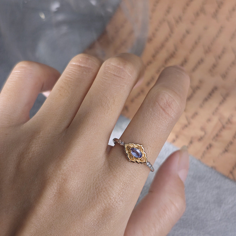 Natural Tanzanite Gemstone Fine Jewelry 925 Sterling Silver Vintage Style Jewelry Rings