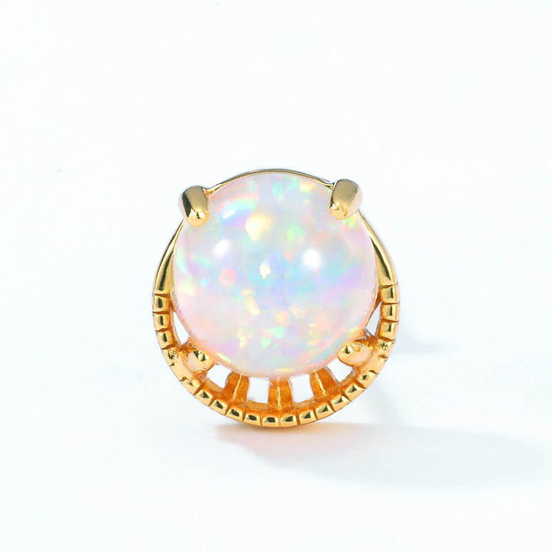 S925 Sterling Silver Jewelry Earrings Gold Plating Opal Gemstone Simple Luxury Stud Earrings