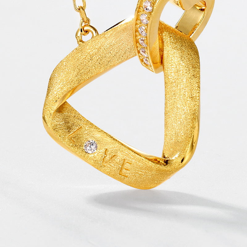 S925 Sterling Silver Jewelry Necklace White Zircon Gemstone Brushed Finish Charms Necklaces