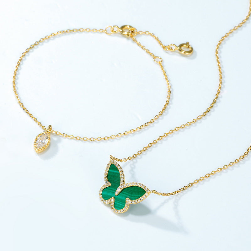 S925 Sterling Silver Jewelry Necklace Natural Malachite Gemstone Charms Necklaces Bracelets