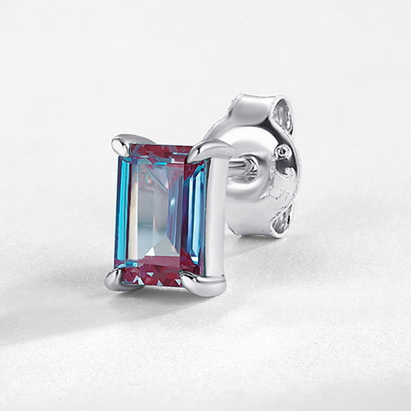 S925 Sterling Silver Jewelry Earrings Alexandrite Gemstone Simple Luxury Stud Earrings