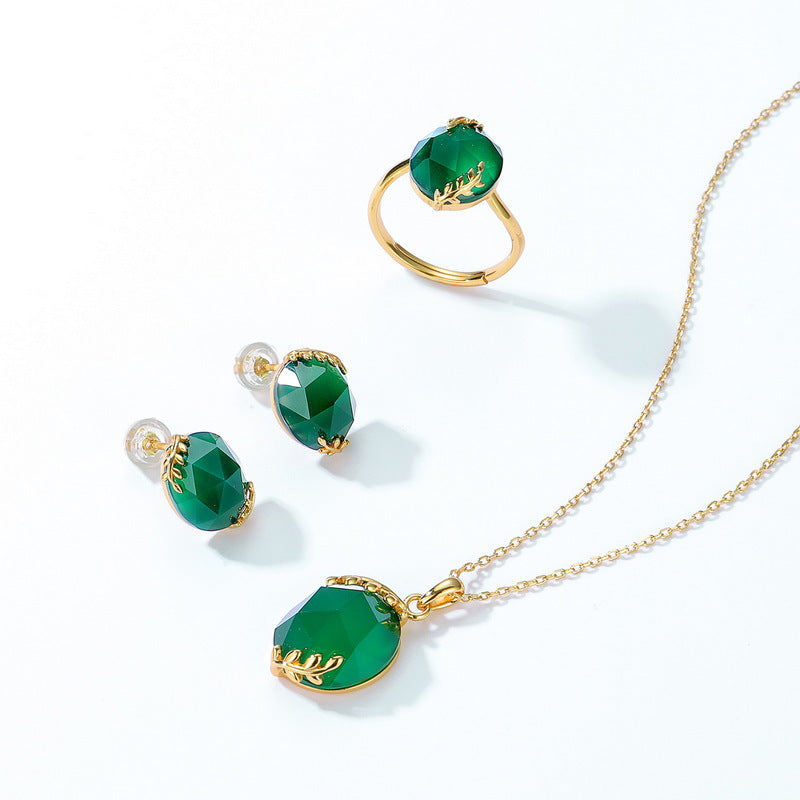 S925 Sterling Silver Jewelry Pendants Natural Green Agate Gemstone Fashion Necklace Charms