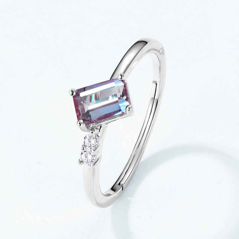 S925 Sterling Silver Jewelry Ring Alexandrite Gemstone Unique Personality Rings