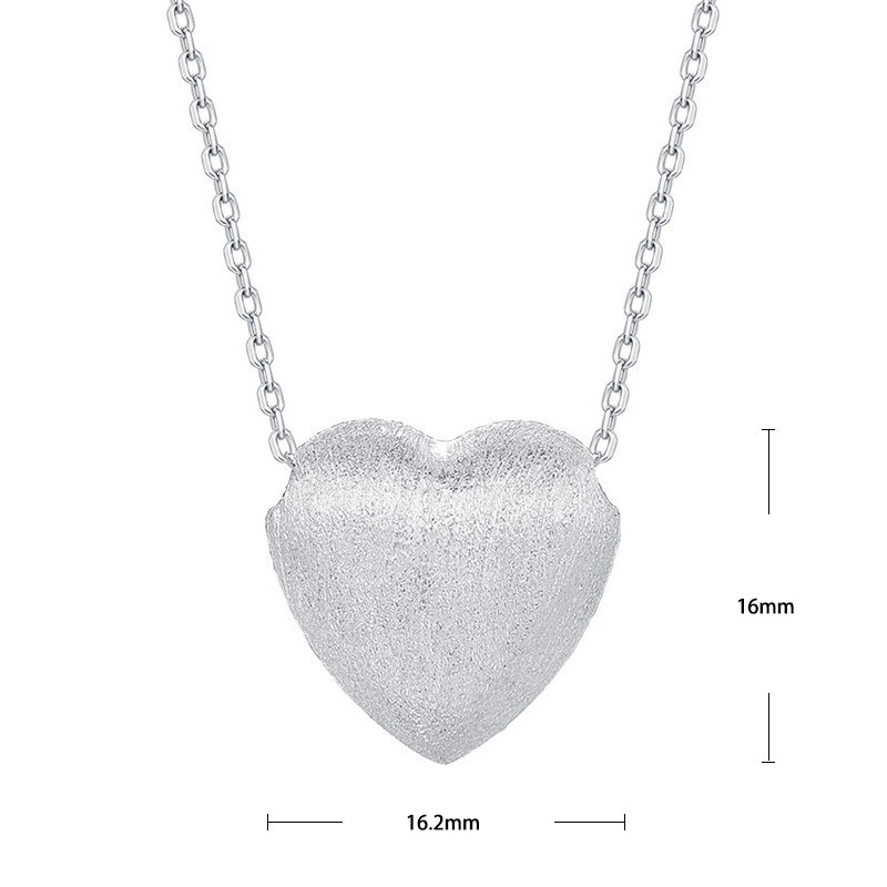 S925 Sterling Silver Jewelry Necklace Hand Made Wire Drawing Craft Silky Texture Heart Charms Necklace