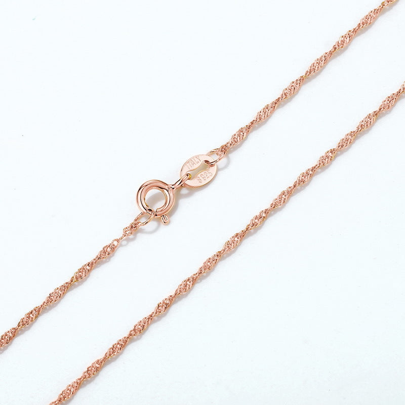 S925 Sterling Silver Jewelry Chain Gold Plating Water Wave Style Necklace Chains